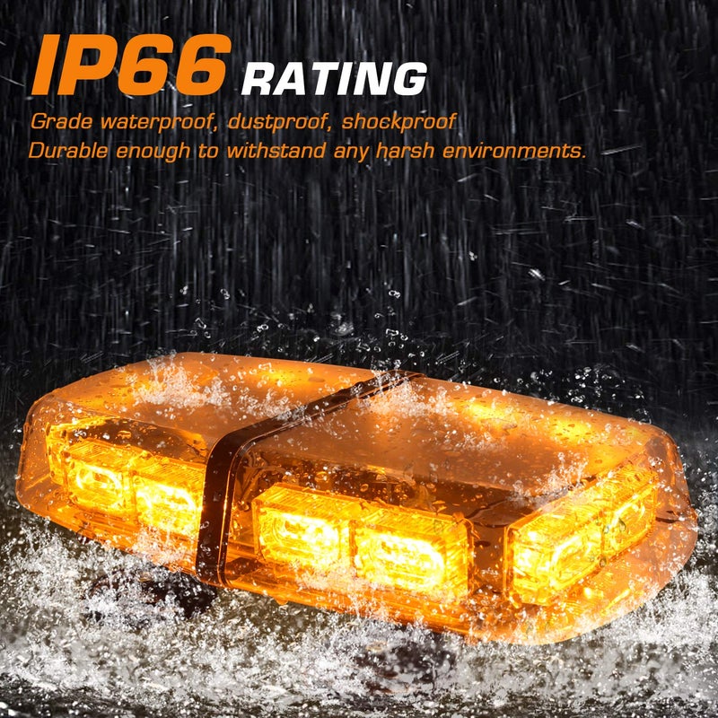 LINKITOM Rooftop LED Strobe Lights -72 LED High Intensity Emergency Flashing Warning Safety Light with 4 Heavy Duty Strong Magnets Base for 12-24V Snow Plow, Truck Vehicle (Amber) - Image 4